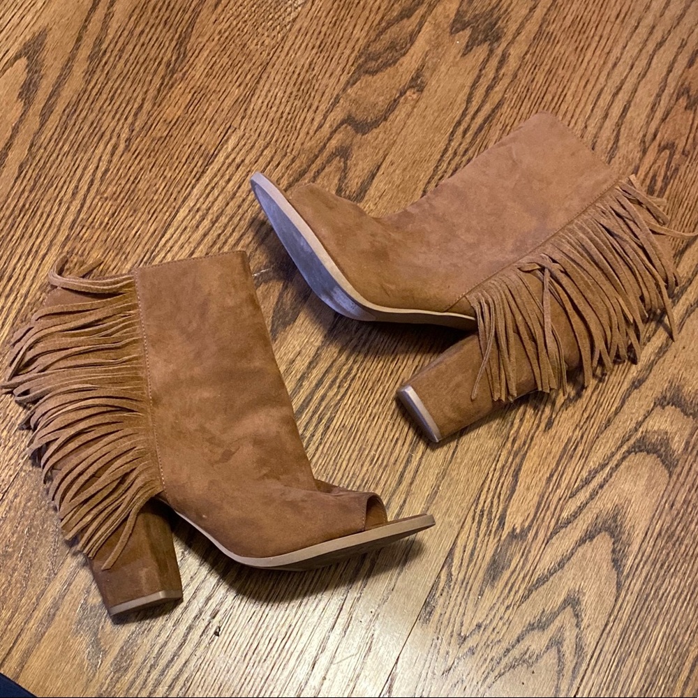 Tassel heeled booties